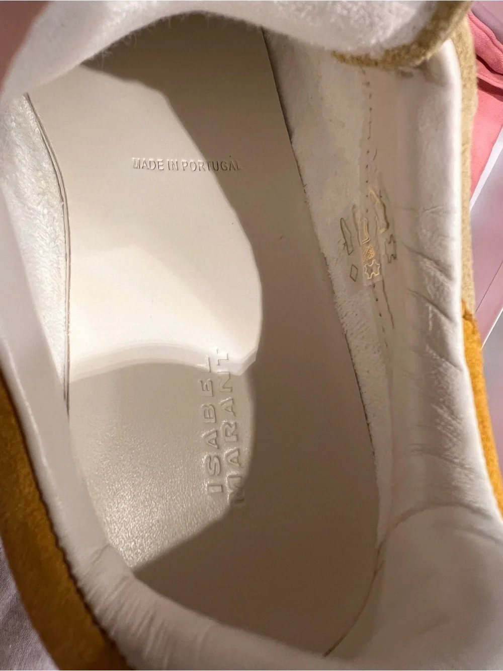 Isabel Marant White and Mustard Suede-Trim Sneaker, ( 2 sneakers- 40 and 41)
